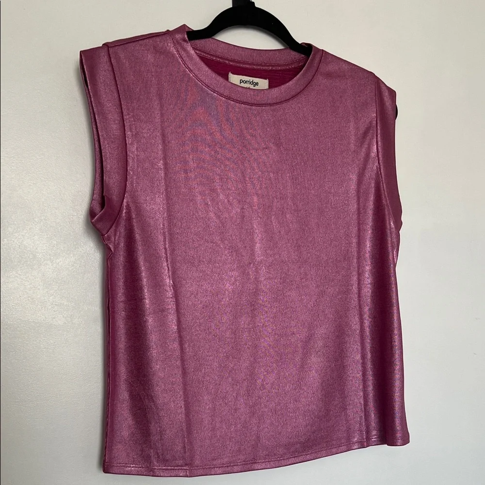 Anthro Porridge Women's Metallic Muscle Tee - Picture 2 of 6